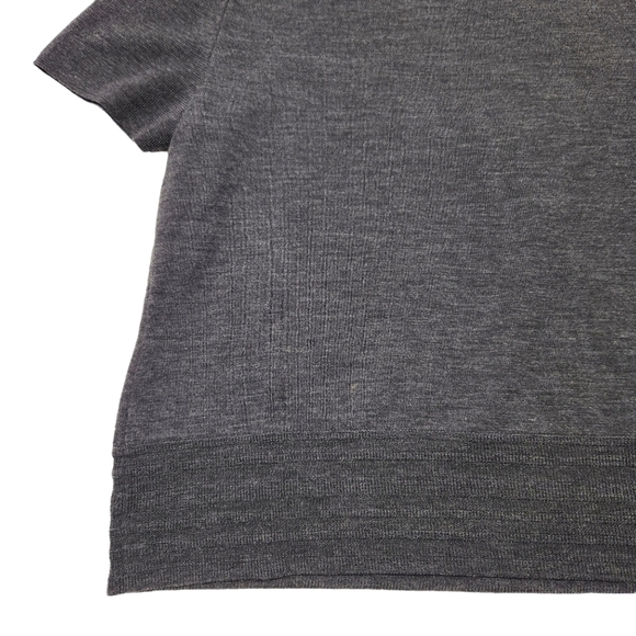 St. John Wool Sweater Short Sleeve Charcoal Gray, Size Large - Picture 9 of 16